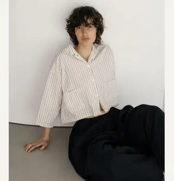 BIYOMA COTTON LINEN STRIPE WPOCKET SHIRT