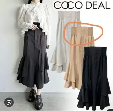 cocodeal 코르셋 리브 언밸런스 머메이드 스커트