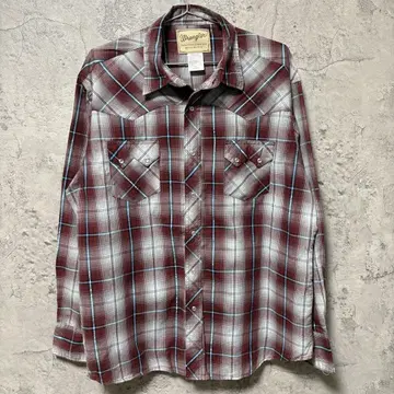 Wrangler 웨스턴 셔츠 옴브레 체크 쉐도우 체크 그런지