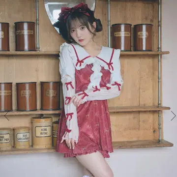 Ank Rouge 모노그램 프린트 벨로아 콤비네존 와인