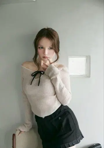 Sheena 니트 탑 핑크 andmary 앤드마리