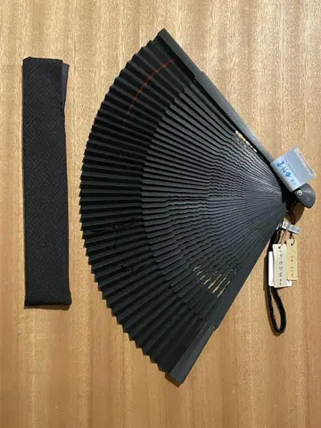 검은 대나무 부채 수납 케이스 포함