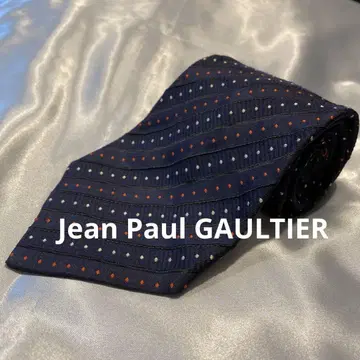 Jean Paul GAULTIER 네이비 스트라이프 도트 넥타이