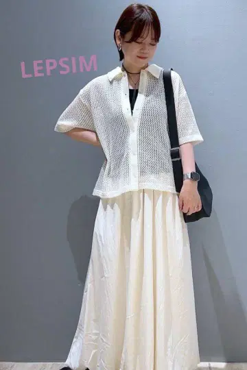 LEPSIM 새상품 카라 부착 메쉬 가디건 완판템