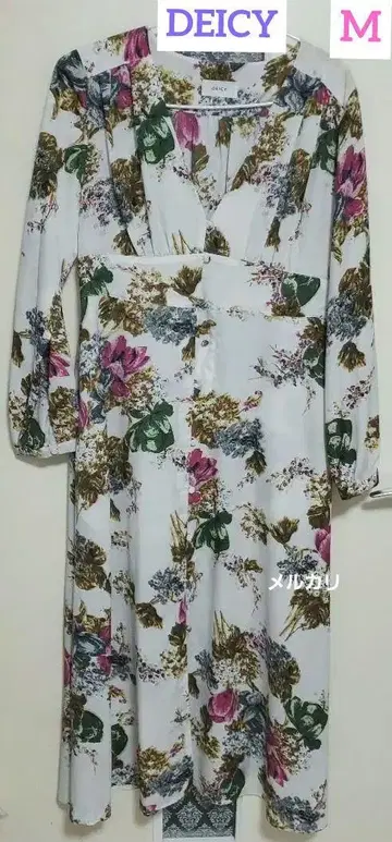 DEICY 에스닉 패턴 꽃무늬 셔츠 원피스 화이트 M 사이즈