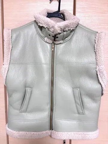 여성용 무스탕 베스트 보아 안감 하이넥 라이더 자켓 스타일 집업