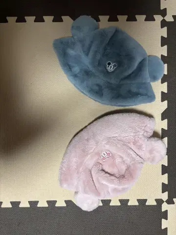 미키 귀도리 모자 파랑 핑크 세트 햇