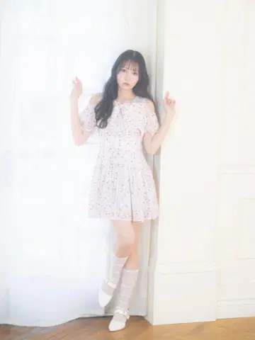 evelyn 리본 오프숄 미니 원피스 화이트 에블린