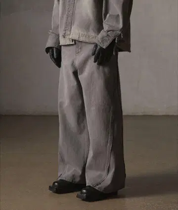 [GRANCY] 지퍼 디자인 배기 데님 팬츠