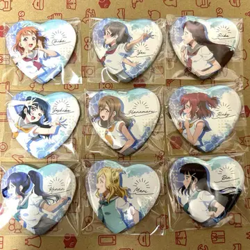 Aqours 9주년 전시회 복권 D상 캔뱃지 9종류 컴프 세트
