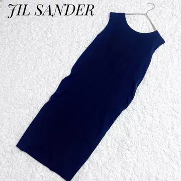 [새상품급] JIL SANDER 슬리브리스 원피스 네이비 코튼 100%