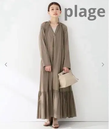 새상품급* plage 론 플레어 원피스 카멜 38