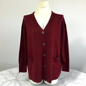 MK MICHEL KLEIN 와인 레드 가디건 [38 M] 울 혼방