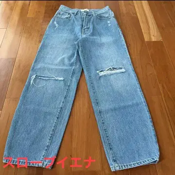 슬로브 이에나 데님 팬츠 블루 데미지 커브