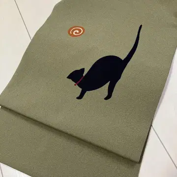순수 실크 크레이프 원단 나고야 오비 고양이