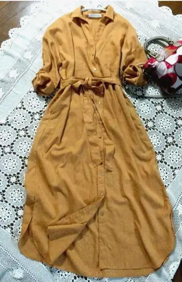 어반 리서치 새상품급 긴팔 셔츠 원피스 허리 리본