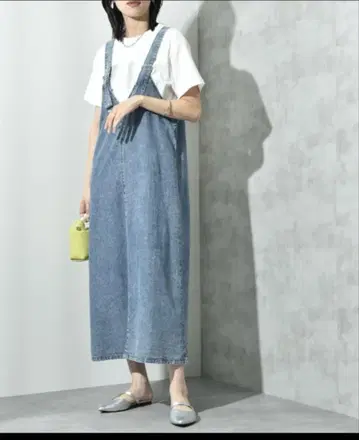 인터플래닛 벨트 데님 멜빵 스커트