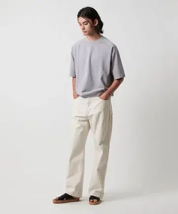 S 새상품 25ss UNITED ARROWS 아이보리 배기 데님 팬츠