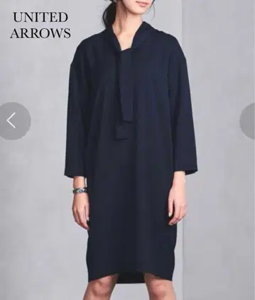 UNITED ARROWS 보타이 원피스 네이비 38