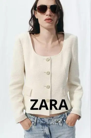 ZARA 텍스처 소재 라운드넥 블레이저