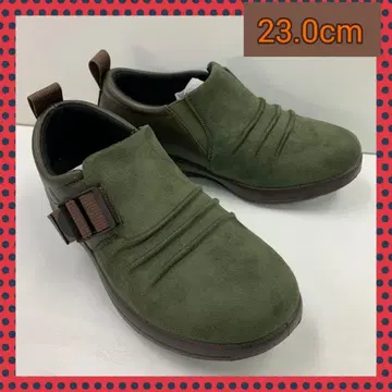 23.0cm 새상품 셔링 스니커즈 여성 신발 폭넓은 슬립온 부츠 그린