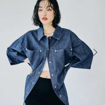 LEPSIM 렙심 BIG 데님 5부 소매 셔츠 튜닉