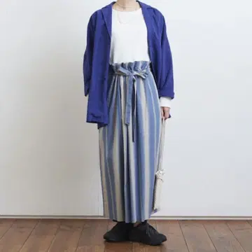최저가 yuni 유니 옴브레 스트라이프 드로스트링 스커트