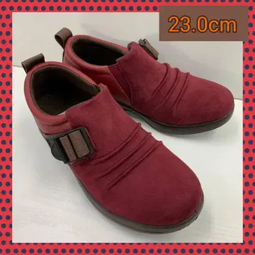 23.0cm 새상품 셔링 스니커즈 여성 신발 폭넓은 슬립온 wine