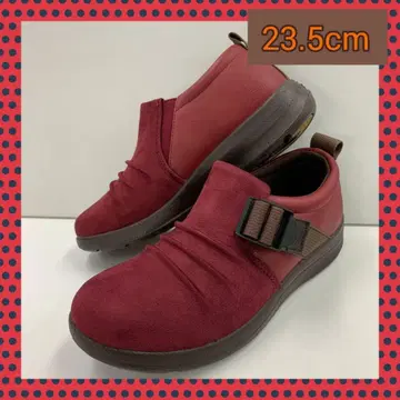 23.5cm 새상품 셔링 스니커즈 여성 신발 폭넓은 슬립온 wine
