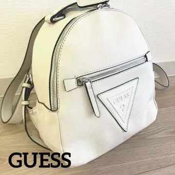새상품급 GUESS 가죽 로고 백팩 아이보리 화이트