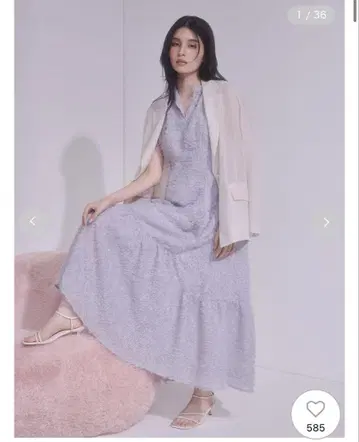 FRAY I.D 프린지 자카드 티어드 원피스