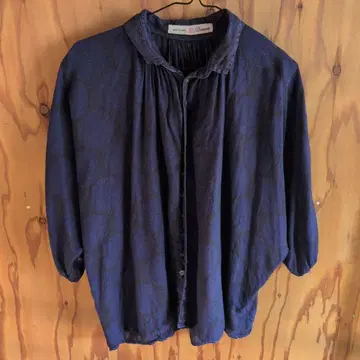 Brocante 도트 그랑 셔츠 NAVY 일본제