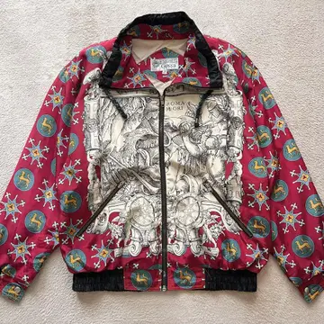 vintage Giacca 나일론 자켓 아트 올 패턴 로마