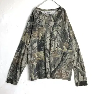 3629 Outfitters 올 패턴 나무 숲 긴팔 롱 T 카키