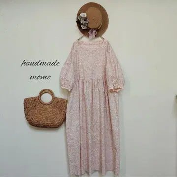 handmade 윌리엄 모리스 원단 사용 프릴 개더 원피스 free