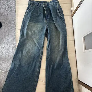 다크 블루 와이드 팬츠