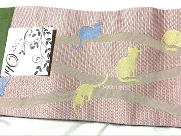 [ 새상품 ] 고양이 반폭 오비 핑크 그린