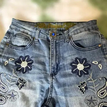 desigul 자수 데님(플라워 & 페이즐리) 골동품 [데시구알]