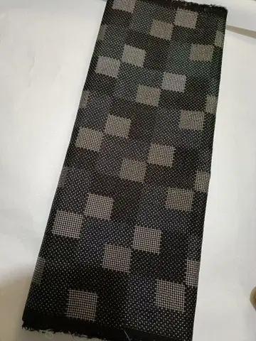 오시마 명주 세탁 옷감 진흙 염색 7마루키 격자 무늬