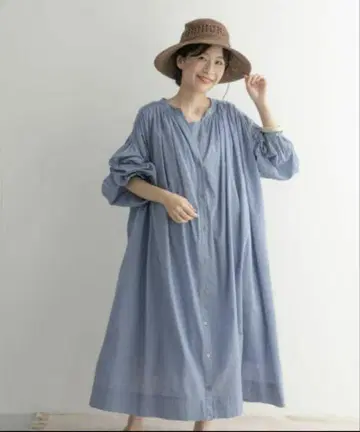 도어즈 코튼 보일 개더 원피스,  블루, 인도산, 24SS