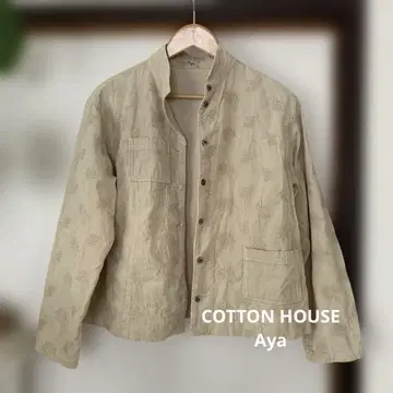 COTTON HOUSE Aya 베이지 노카라 자수 자켓