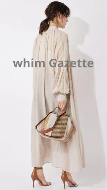 Whim Gazette 코튼 쉬폰 개더 셔츠 드레스 시어 원피스