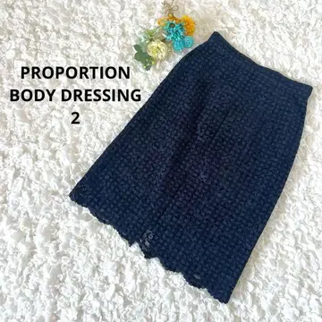 프로포션 레이스 스커트 오피스 깨끗한 스타일 네이비 M [컨디션 최상]
