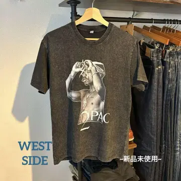 2PAC 프린트 티셔츠 빈티지풍 스웨이드 새상품 HIPHOP