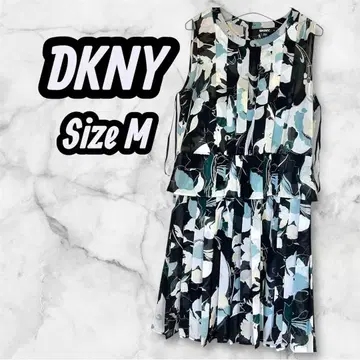 DKNY 플라워 프린트 레이어드 원피스 시어 플리츠