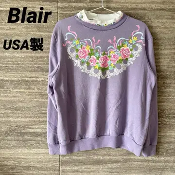 USA 제작 꽃무늬 맨투맨 Blair 그랑마 코어 S 모크넥 빈티지