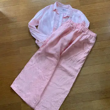 무인양품 핑크 린넨 셋업