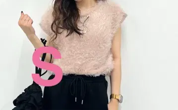 GU 페더 얀 니트 풀오버 (반팔) 핑크 S 사이즈