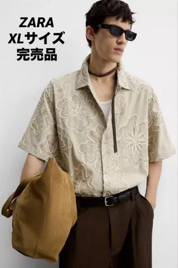 ZARA 자라 엠보싱 자수 셔츠 XL 완판템