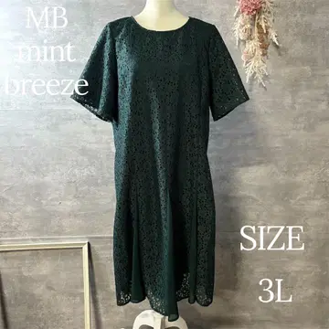 민트 브리즈 레이스 x 조젯 원피스 빅 사이즈 3L 반팔